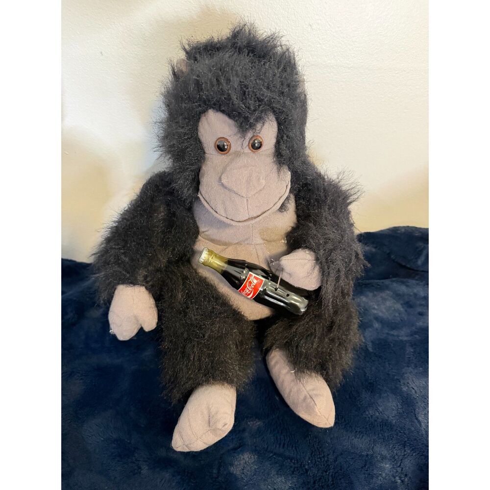 Vintage 1990s Coca-Cola Gorilla Plush Holding Coke Bottle Collectible